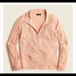 J. Crew Ribbed Polo T-shirt Warm Taupe